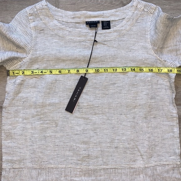 NWT TAHARI 100% linen striped boxy top size xs - Picture 9 of 9